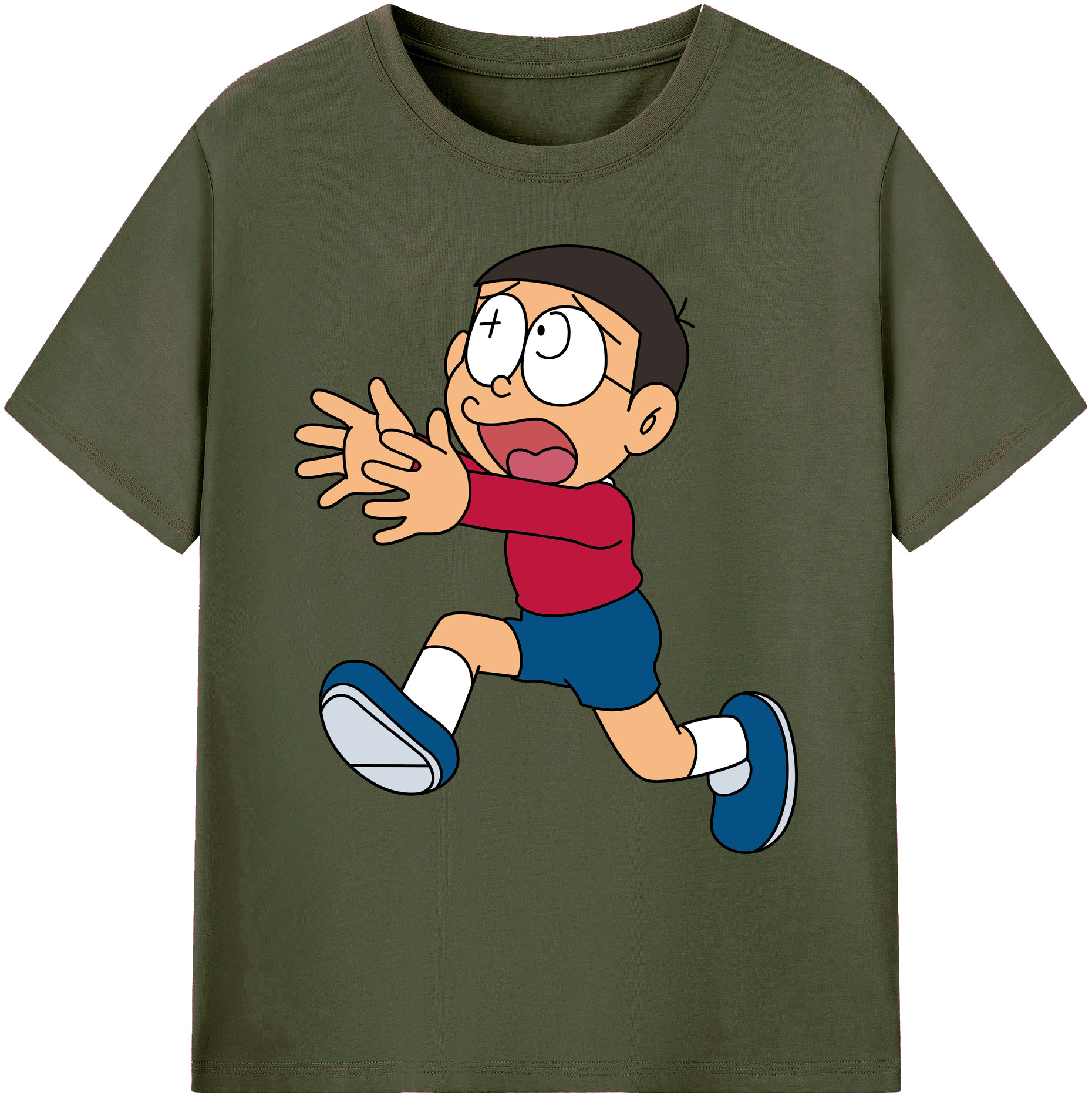 （画像用） ドラえもん 野比 のび太 Doraemon Nobita Nobi 綿100％ メンズ半袖Tシャツ｜肌触りやわらか＆通気性